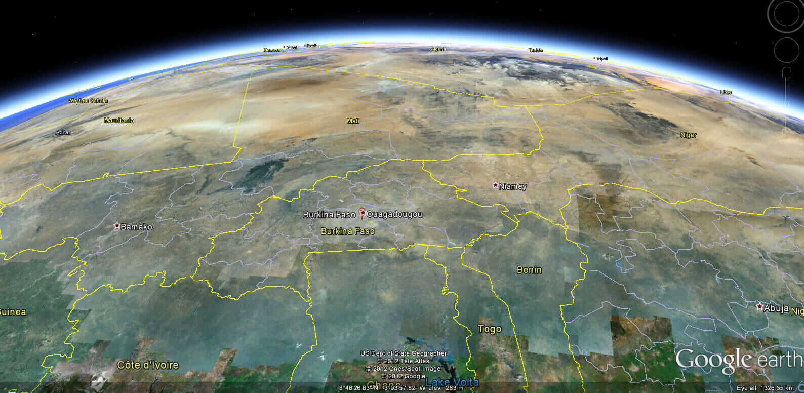 Burkina Faso earth map